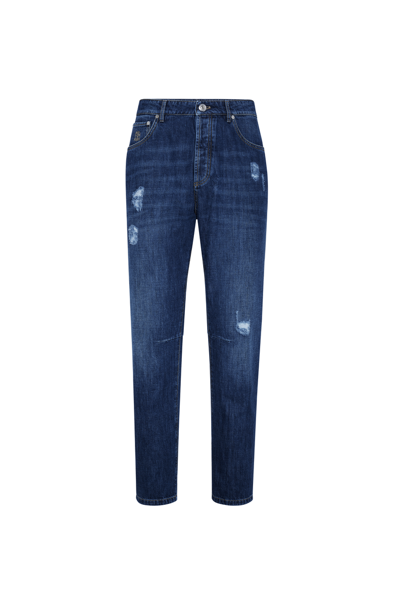 Brunello Cucinelli Leisure fit five-pocket trousers, Main, color, Dark Denim