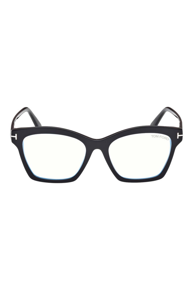53mm Square Blue Light Blocking Optical Glasses, Main, color, BLACK ECO / T LOGO