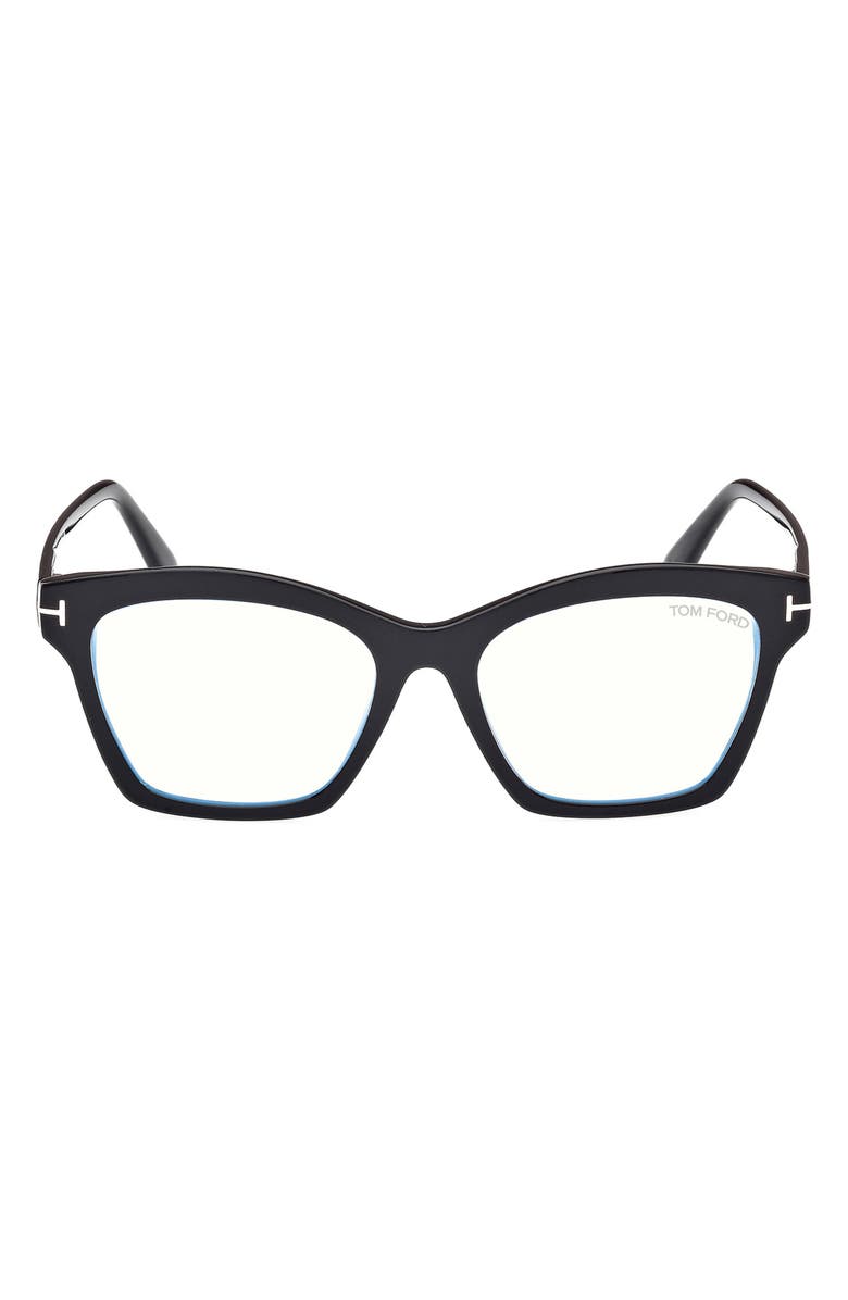 TOM FORD 53mm Square Blue Light Blocking Optical Glasses, Main, color, 