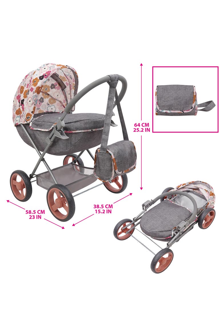 Melange Flora Deluxe Doll Pram Matching Shoulder Bag, 3+, Alternate, color, Multicolored