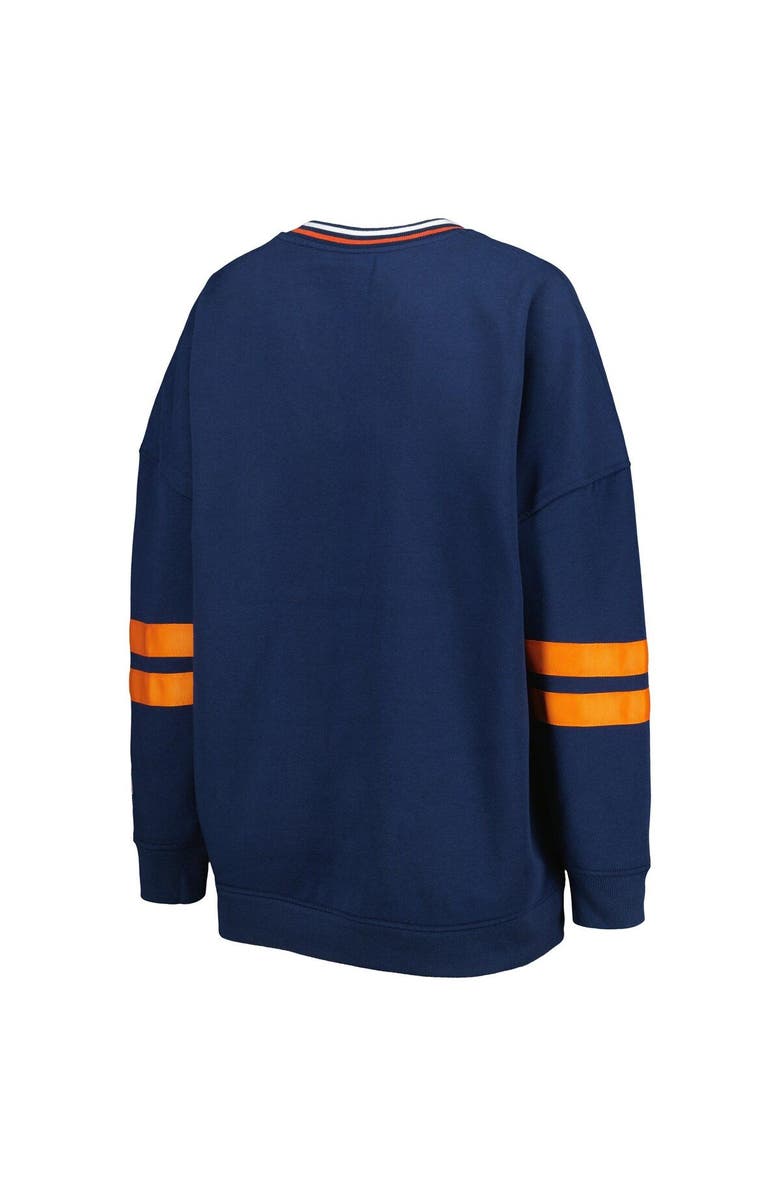 THE WILD COLLECTIVE Women's The Wild Collective Navy Denver Broncos Vintage V-Neck Pullover Sweatshirt, Alternate, color, Navy
