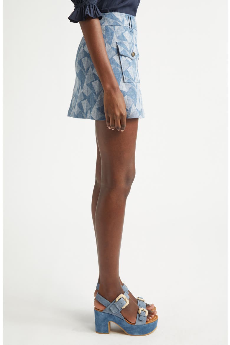 Kory Geometric Print Denim Miniskirt, Alternate, color, GEO DENIM