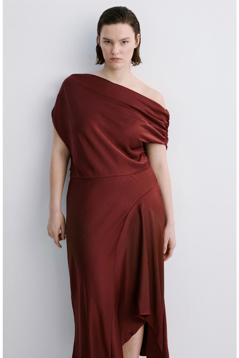 One-Shoulder High-Low Cocktail Dress, Alternate, color, BURGUNDY