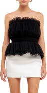 Endless Rose Strapless Tulle Peplum Top