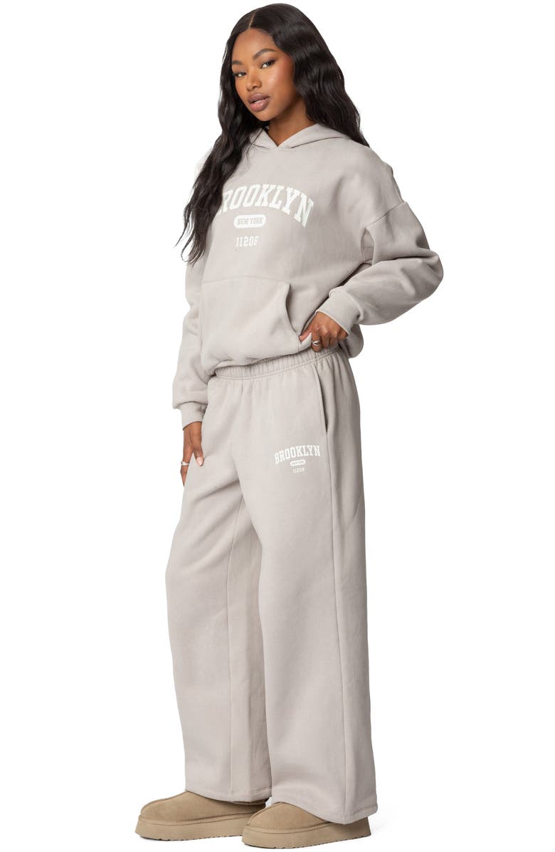 EDIKTED Brooklyn NY Graphic Hoodie, Alternate, color, Beige