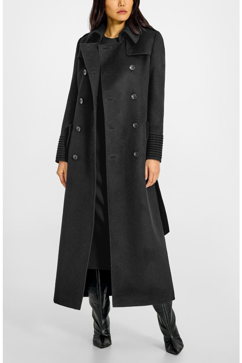 Baby Alpaca Maxi Trench Coat, Alternate, color, BLACK