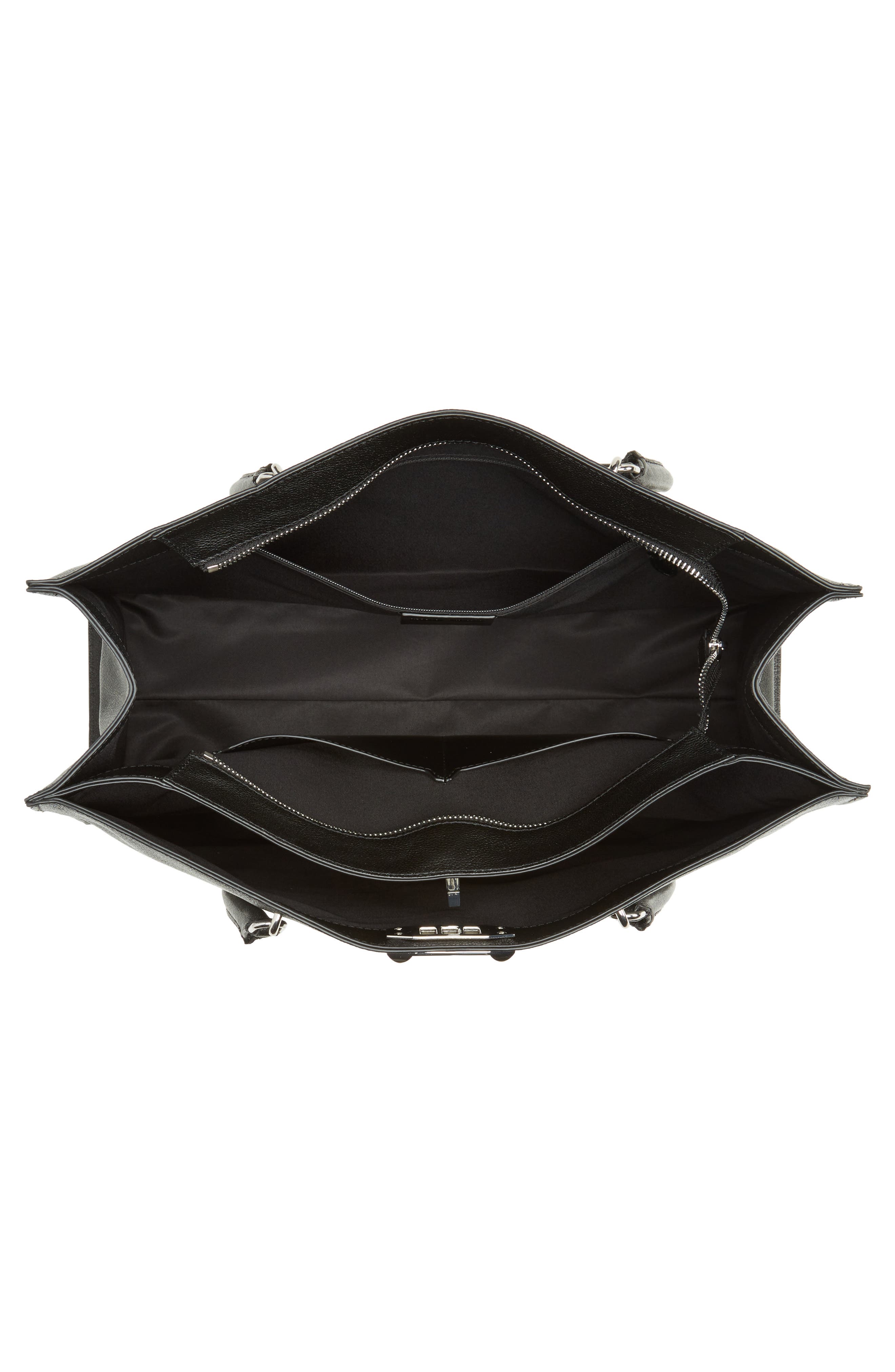 Amour Leather Tote, Alternate, color, BLACK