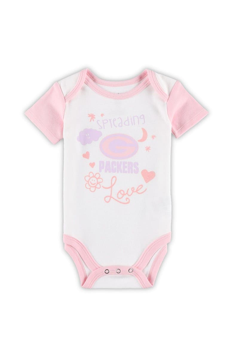 Outerstuff Girls Newborn & Infant White Green Bay Packers Spreading Love Bodysuit and Tutu Leggings Set, Alternate, color,