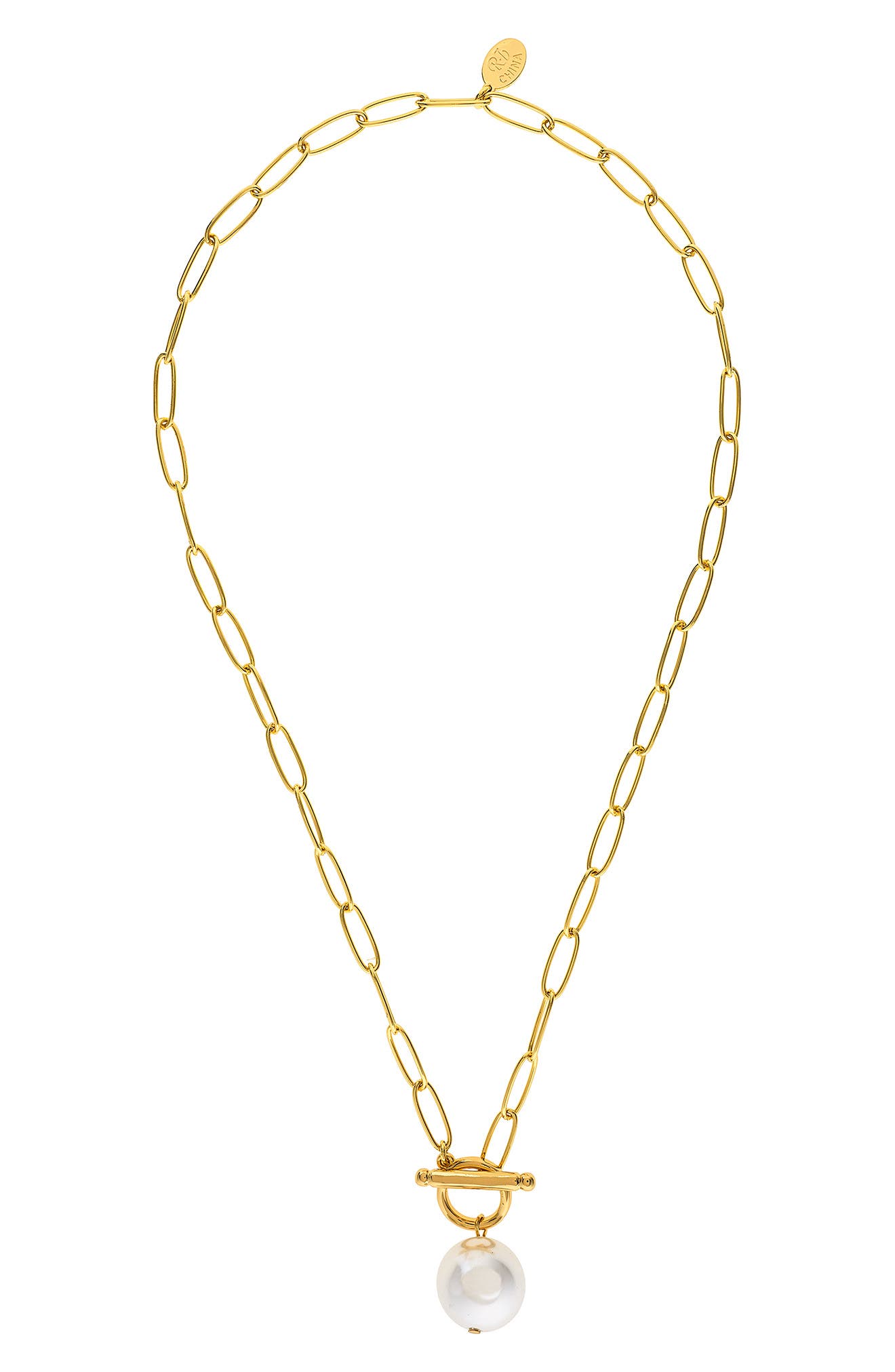 Imitation Pearl Toggle Necklace