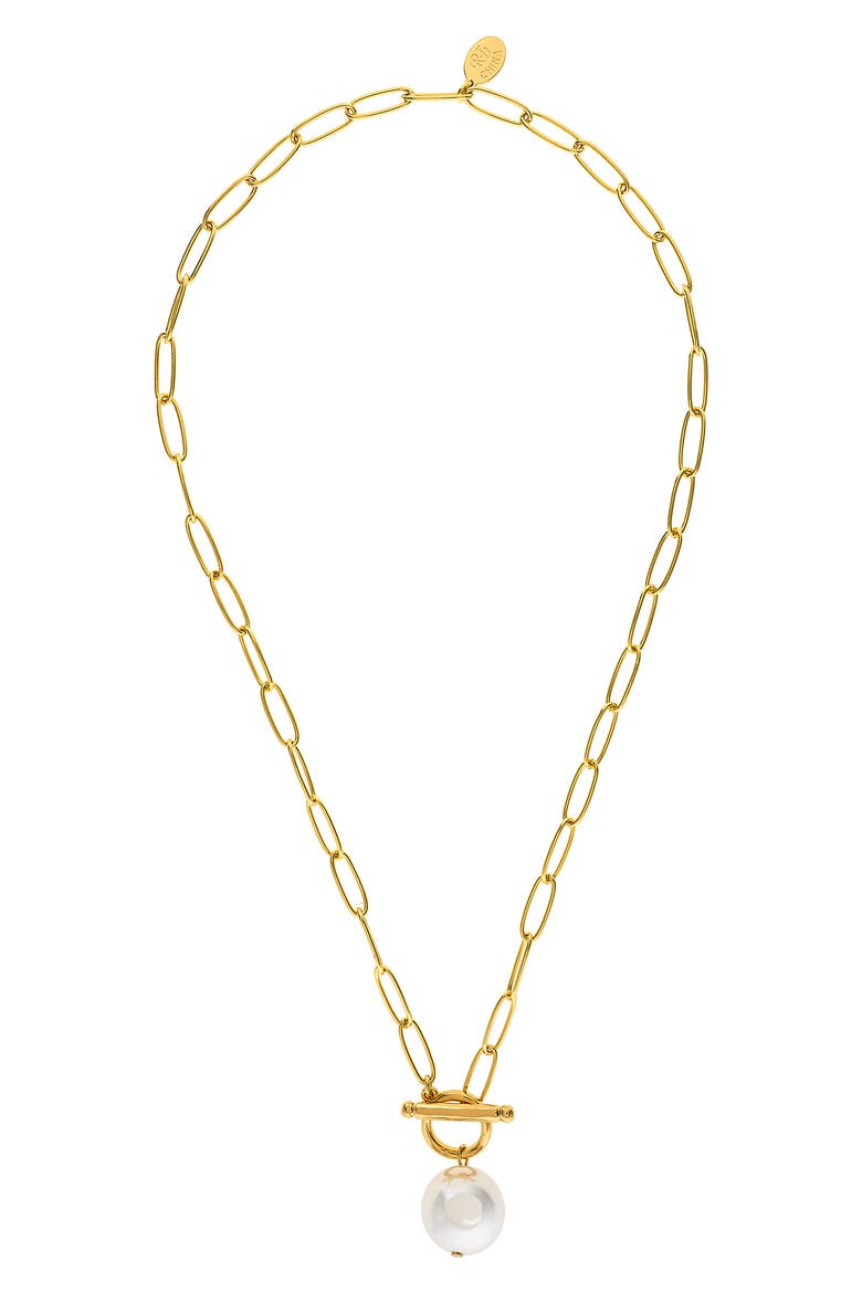 Imitation Pearl Toggle Necklace, Main, color, PEARL