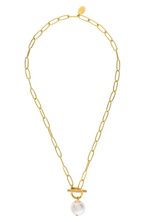 Imitation Pearl Toggle Necklace