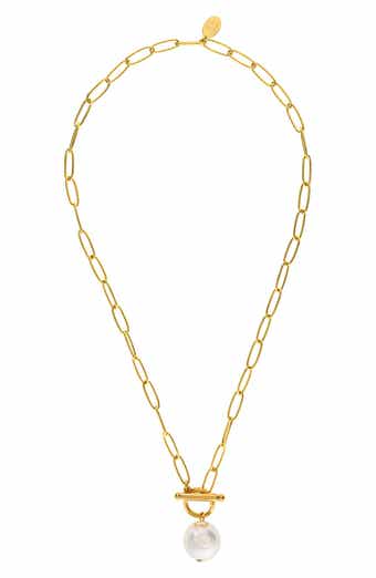 Imitation Pearl Toggle Necklace