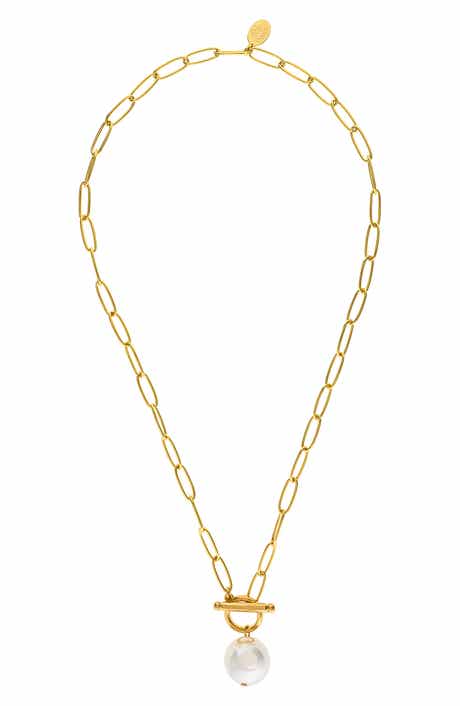 Imitation Pearl Toggle Necklace