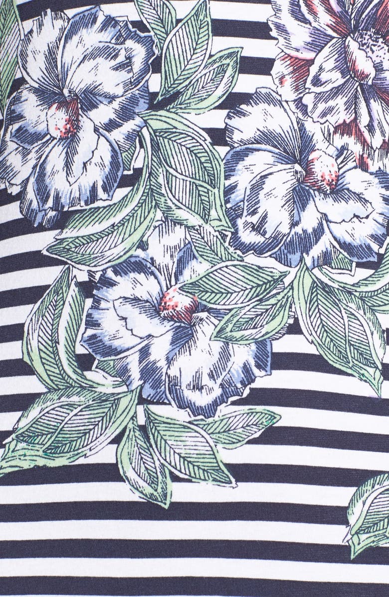 French Connection 'Bonita' Stripe Floral Body-Con Dress, Alternate, color, Nocturnal Multi