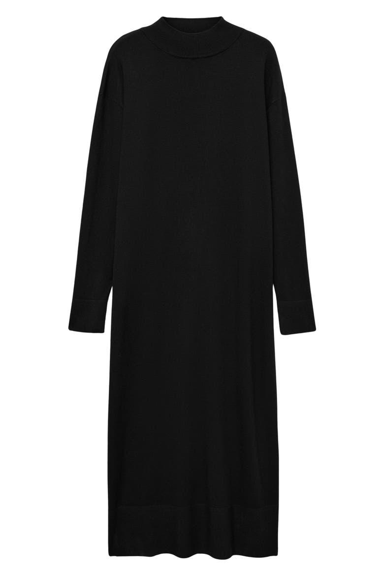 Mock Neck Long Sleeve Dress, Alternate, color, BLACK
