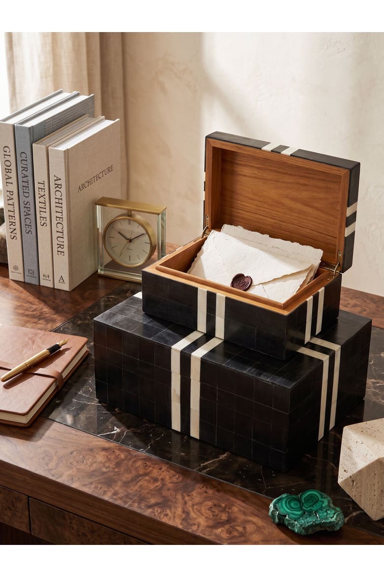 Bindra Decorative Boxes, Set of 2, Alternate, color, Black