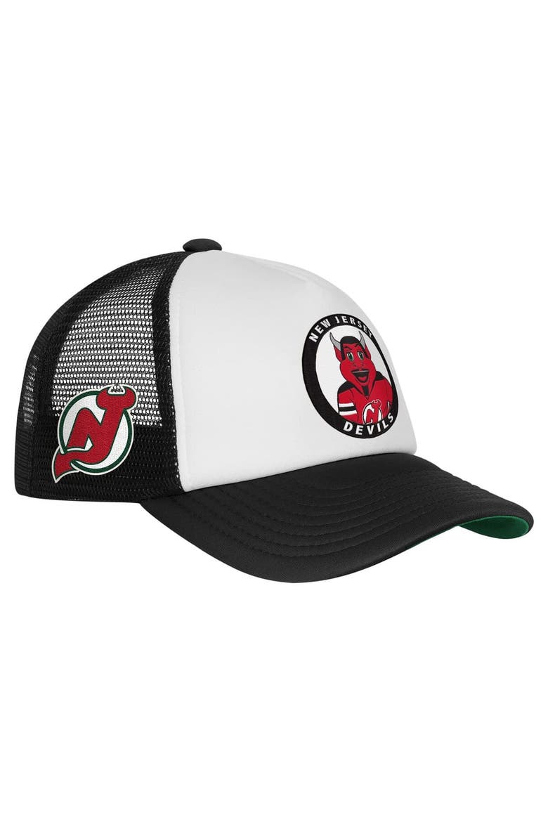 Youth Mitchell & Ness  White New Jersey Devils Mascot Adjustable Trucker Hat, Alternate, color, White