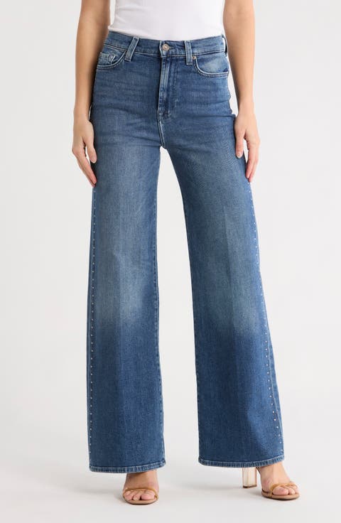 Jo Studded Side Ultra High Waist Wide Leg Jeans (Glen Allen)