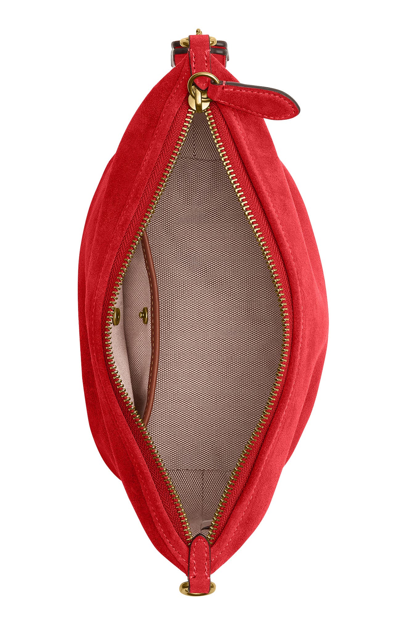 Demi Suede Shoulder Bag, Alternate, color, B4/ CANDY APPLE