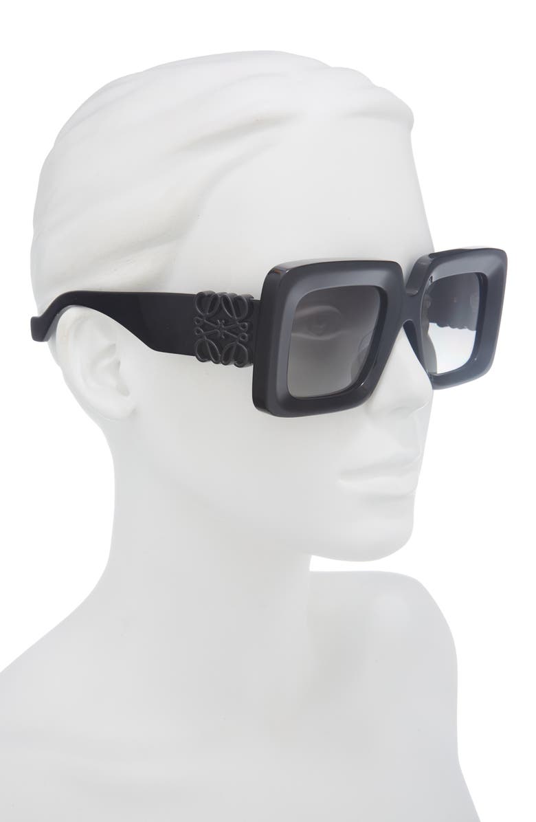 Loewe Anagram 51mm Square Sunglasses, Alternate, color, Shiny Black / Gradient Smoke