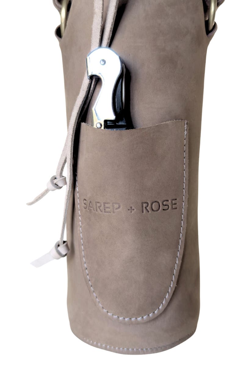 Sarep + Rose Leather Bottle Tote with Pocket, Alternate, color, Dark Gray Nubuck