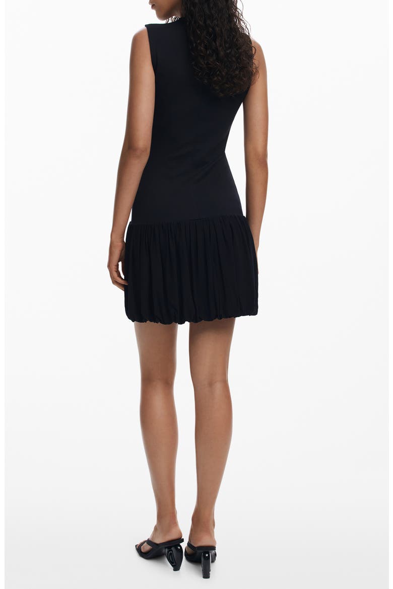 Floral Print Sleeveless Bubble Hem Minidress, Alternate, color, BLACK