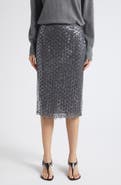 MARELLA Sequin Trellis Lace Hem Skirt