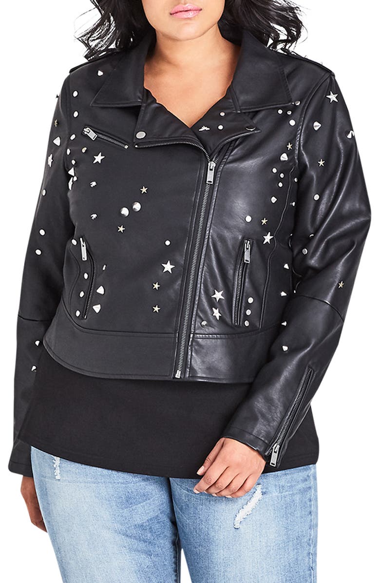 City Chic Rock Stud Jacket, Main, color, 
