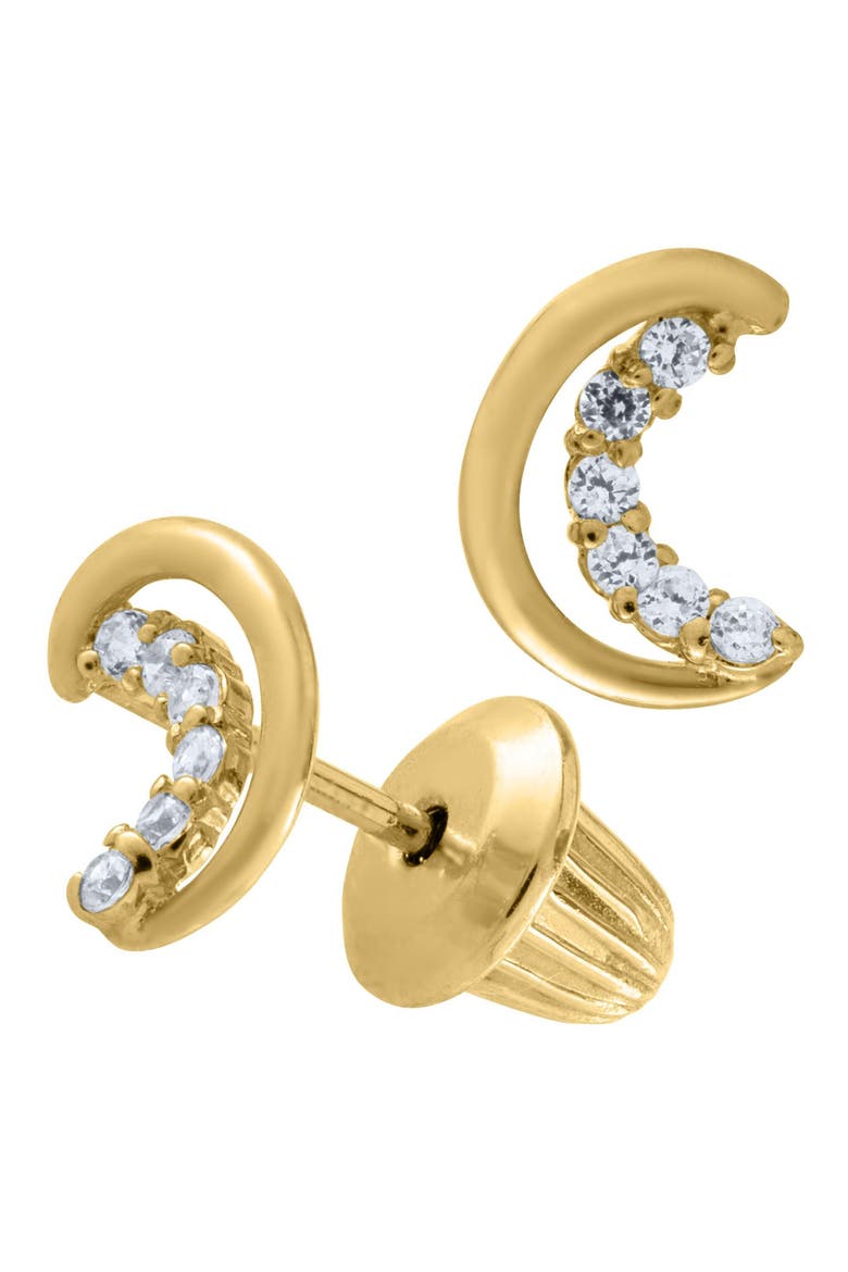 14k Gold Half Moon Earrings, Alternate, color, GOLD