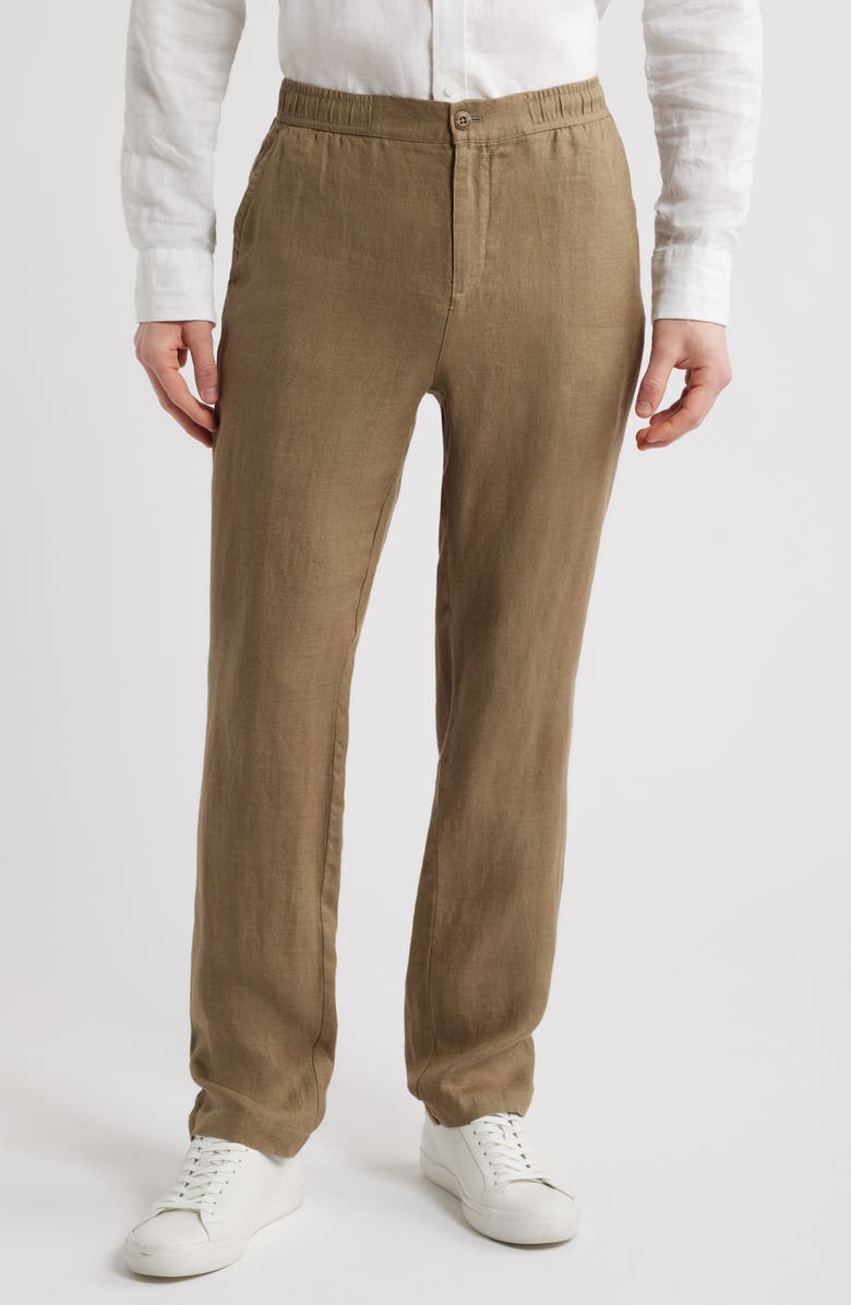 Bugatchi Tristan Drawstring Linen Pants, Main, color, Olive