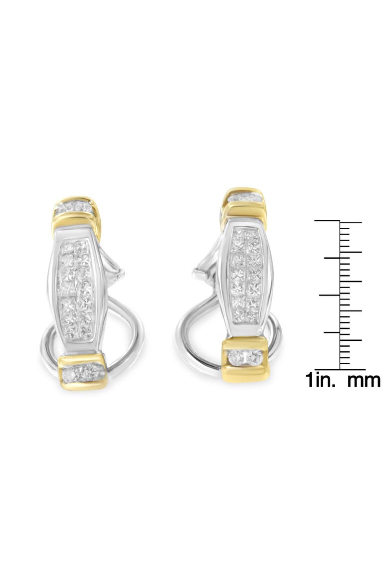 14K Two-Toned Gold 0.5 cttw and Princess Cut Diamond Earrings, Alternate, color, Yellow
