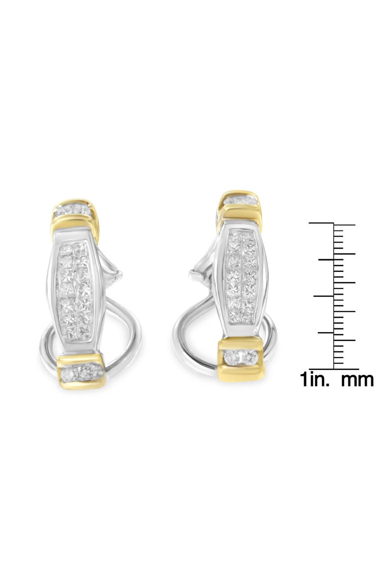 Haus of Brilliance 14K Two-Toned Gold 0.5 cttw and Princess Cut Diamond Earrings, Alternate, color, Yellow