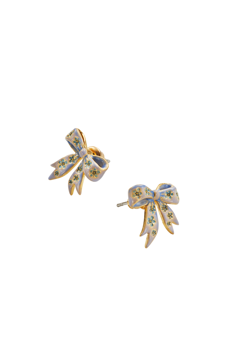 Forget Me Not Bow Stud Earrings, Alternate, color, Gold