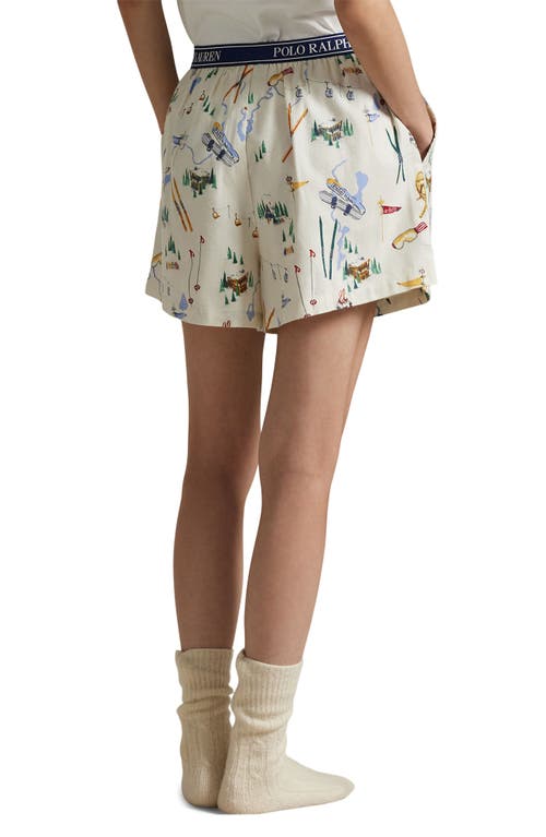 Polo Ralph Lauren Print Cotton Boxer Pajama Shorts In White