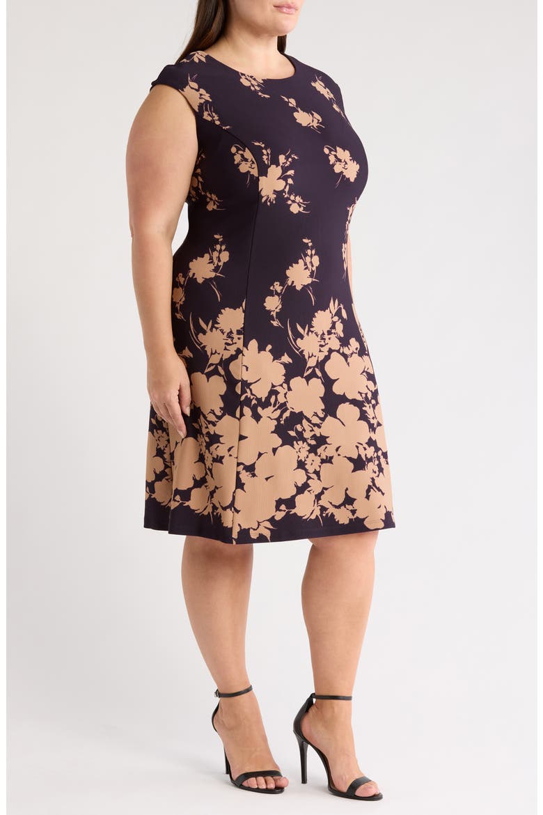 Floral Sleeveless Dress, Alternate, color, AUBERGINE/ GOLD