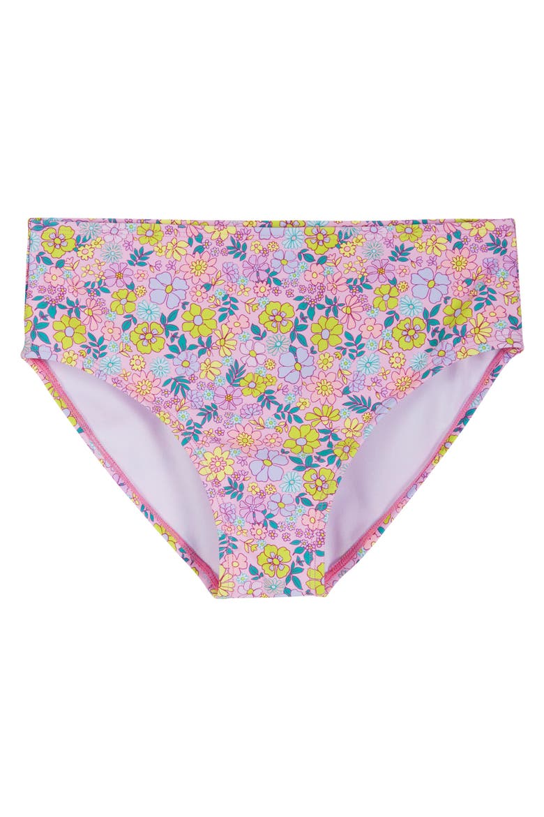 Kids' Floral Puff Sleeve Two-Piece Swimsuit, Alternate, color, PURPLE FLORAL