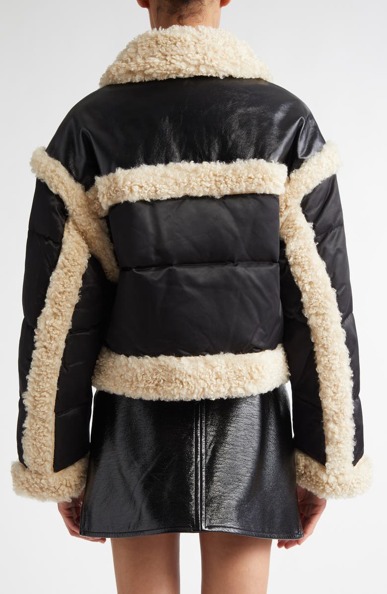 Stand Studio Mary Recycled Down Puffer Jacket with Faux Shearling Trim, Alternate, color, 