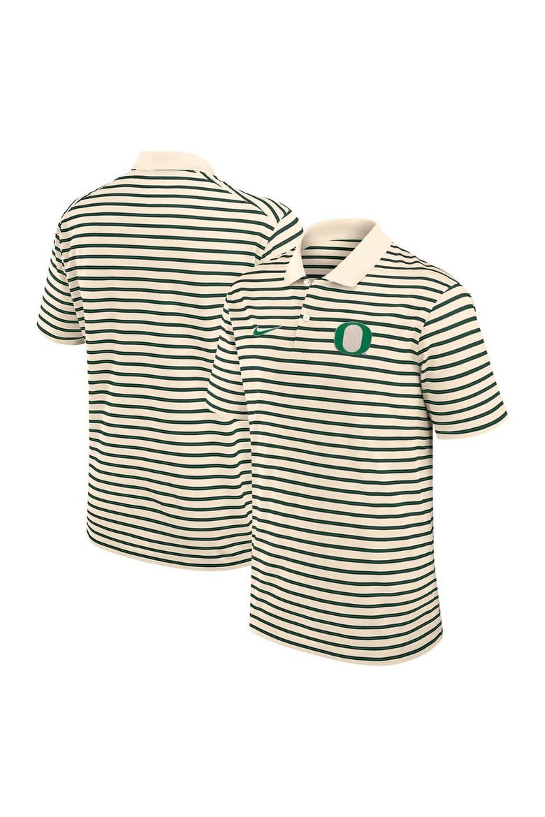 Men's Nike Tan Oregon Ducks Primary Logo Striped Dri-FIT Polo, Main, color, Tan