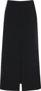 Gizia Black Long Skirt with Front and Back Slits