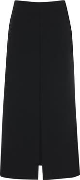 Gizia Black Long Skirt with Front and Back Slits