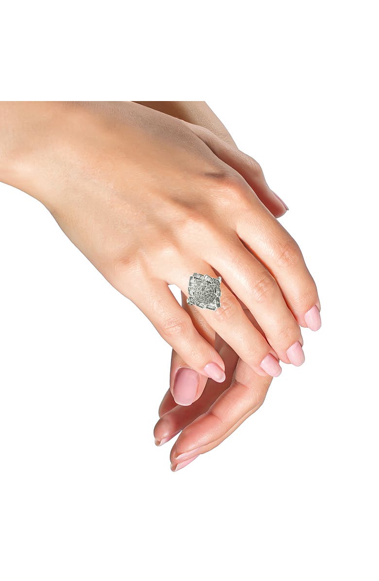 Haus of Brilliance 14K White Gold 7/8 Cttw Diamond Cluster Ring, Alternate, color, White