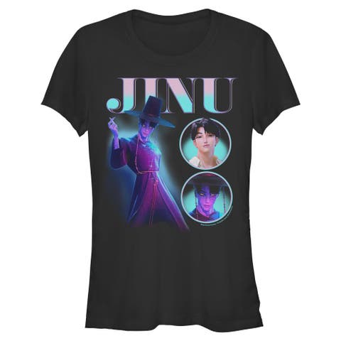 Junior's KPop Demon Hunters Jinu Saja Boy Collage  Graphic T-Shirt