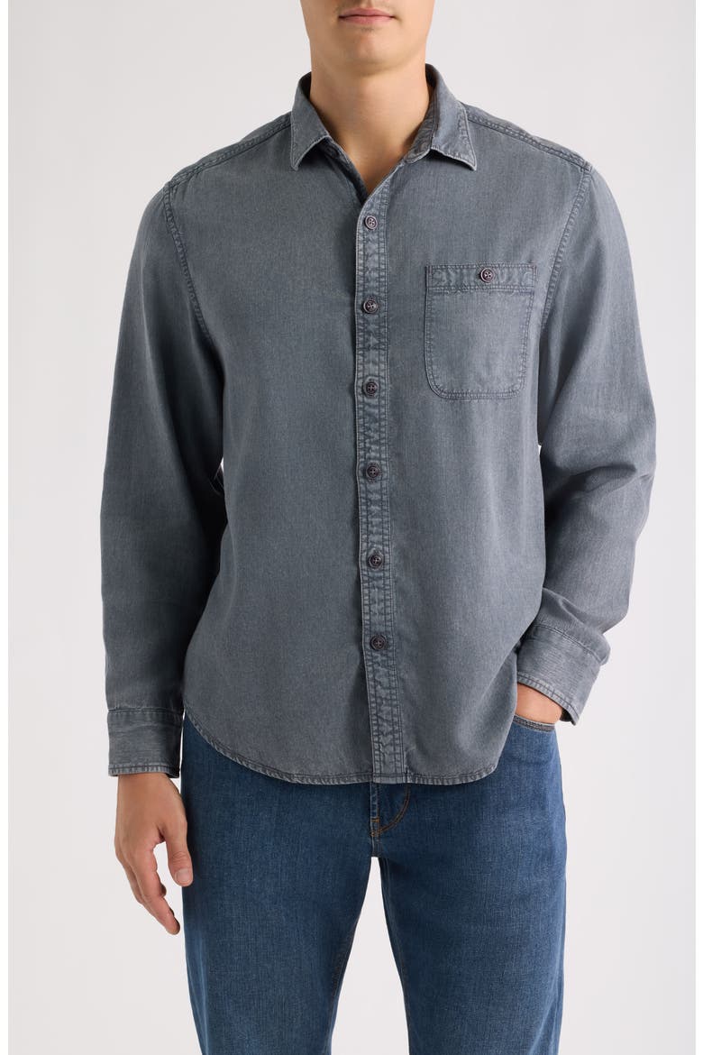 Bonfire Beach Twill Long Sleeve Button Up Shirt, Main, color, TURBULENCE