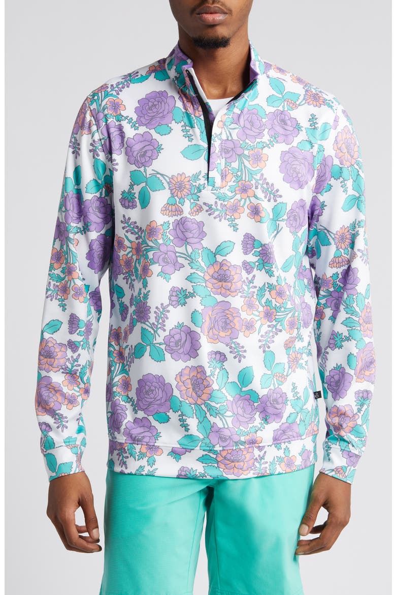 Stang Floral Quarter Zip Pullover, Main, color, PURPLE