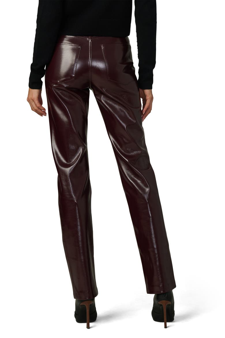 The Patent Coated Faux Leather Pants, Alternate, color, BORDEAUX