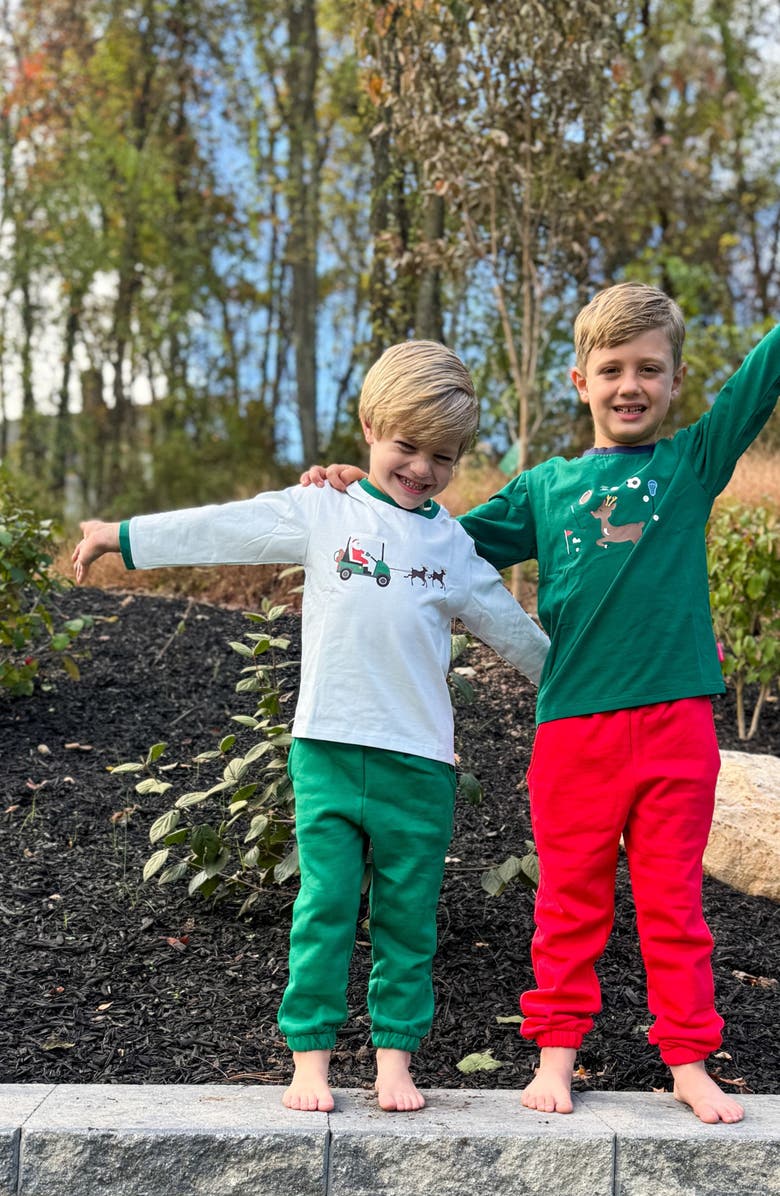 Bits & Bows Golf Cart Santa Long Sleeve T-Shirt, Alternate, color, Blue