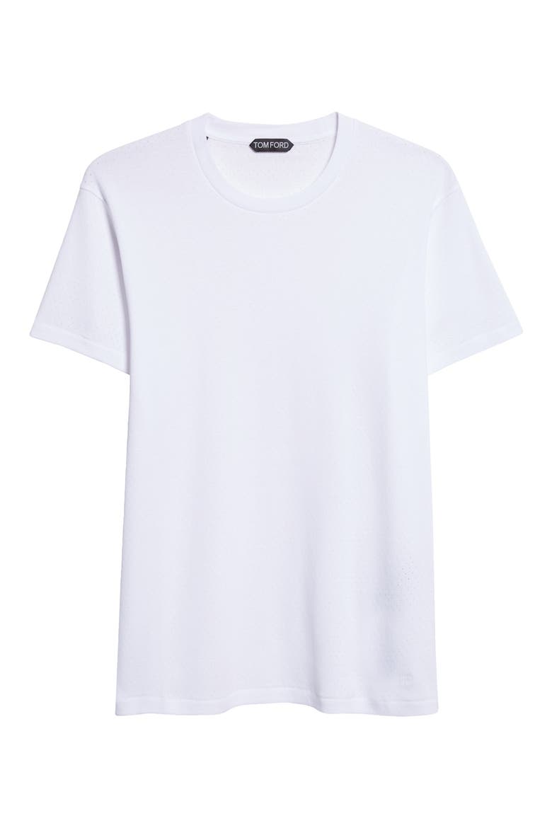 Perforated Rib Crewneck T-Shirt, Alternate, color, OPTICAL WHITE