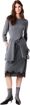 maje Dress with lace panel