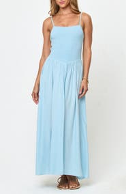 LSPACE Misha Smocked Bodice Cover-Up Cotton Maxi Dress