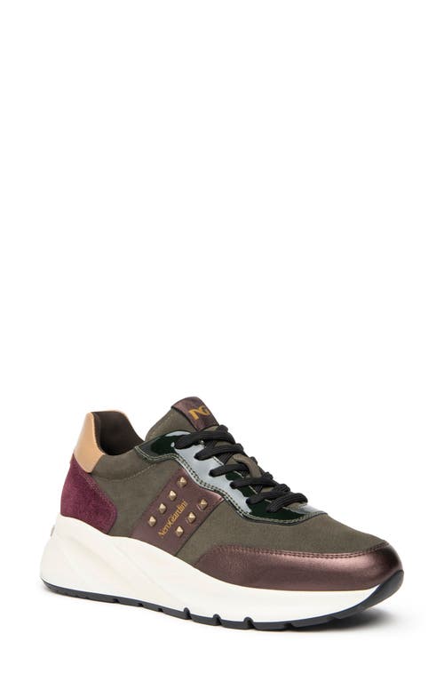 NeroGiardini Studded Platform Sneaker in Green Multi 